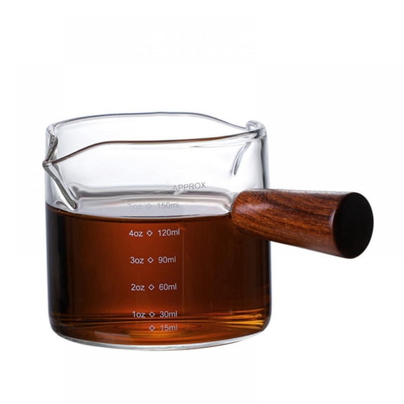 Double Spout Measuring Triple Pitcher Milk Cup 150 ml Espresso Shot Glass Espresso Measuring Cup Coffee Replacement Carafe with Handle for Barista Coffee Carafe Milk