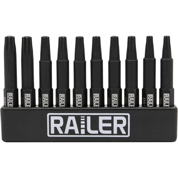 Double Square 8 Point Star Bit Set. Railer Premium S2 Steel 2 Inch 8 Spline Double Square Bit Set With A Storage Bit Holder (10pc Set)