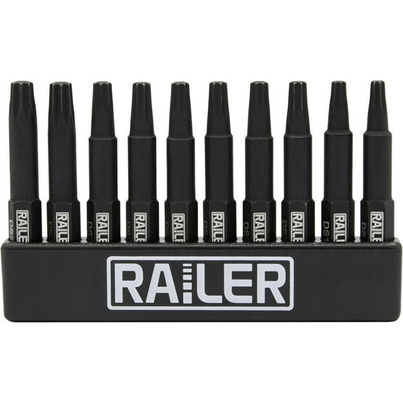 Double Square 8 Point Star Bit Set. Railer Premium S2 Steel 2 Inch 8 Spline Double Square Bit Set With A Storage Bit Holder (10pc Set)