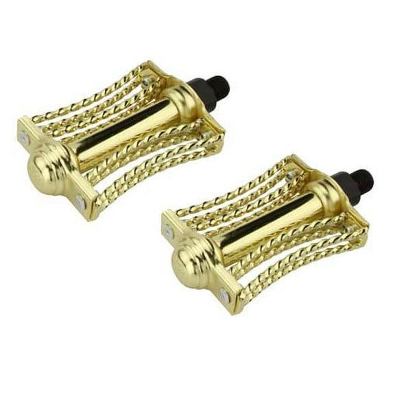 Double Square Twisted Butterfly Pedals 1/2" Gold. Bike pedals, bicycle pedal, for lowrider , beach cruiser, chopper