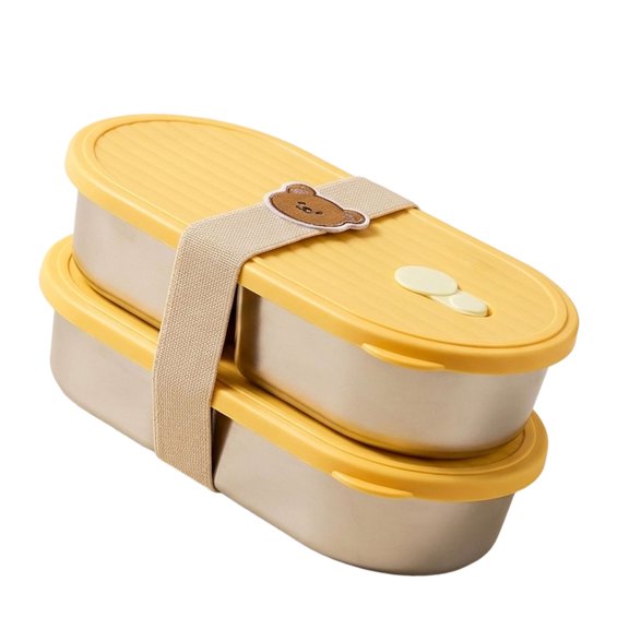 Double Stack Stainless Steel Lunch Box 800ml, Stackable Container for Packed Meals, Portable Kitchen Storage
