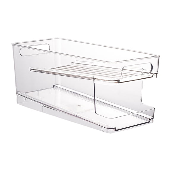 Double Stackable 2 Tier Beverage Can Organizer Storage Rack For Efficient Refrigerator And Kitchen Cabinet
