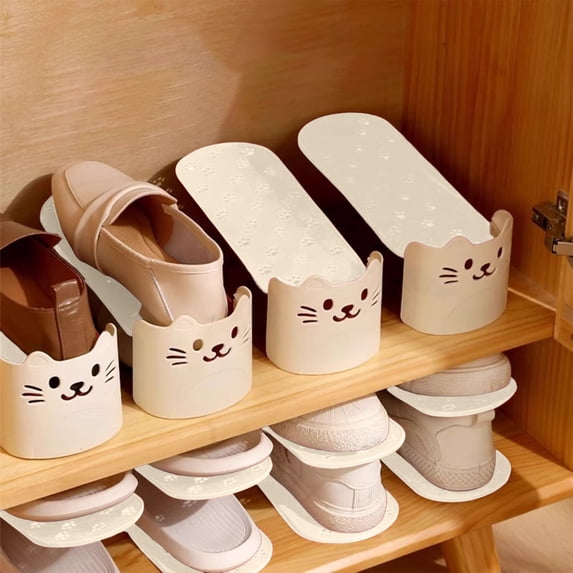 Double Stackable Shoe Rack - 10.2x7x3.94in Adjustable Cabinet Organizer, Single Tier Space Saving Shelf for Sneakers and Flats, Ventilated Shoe Storage