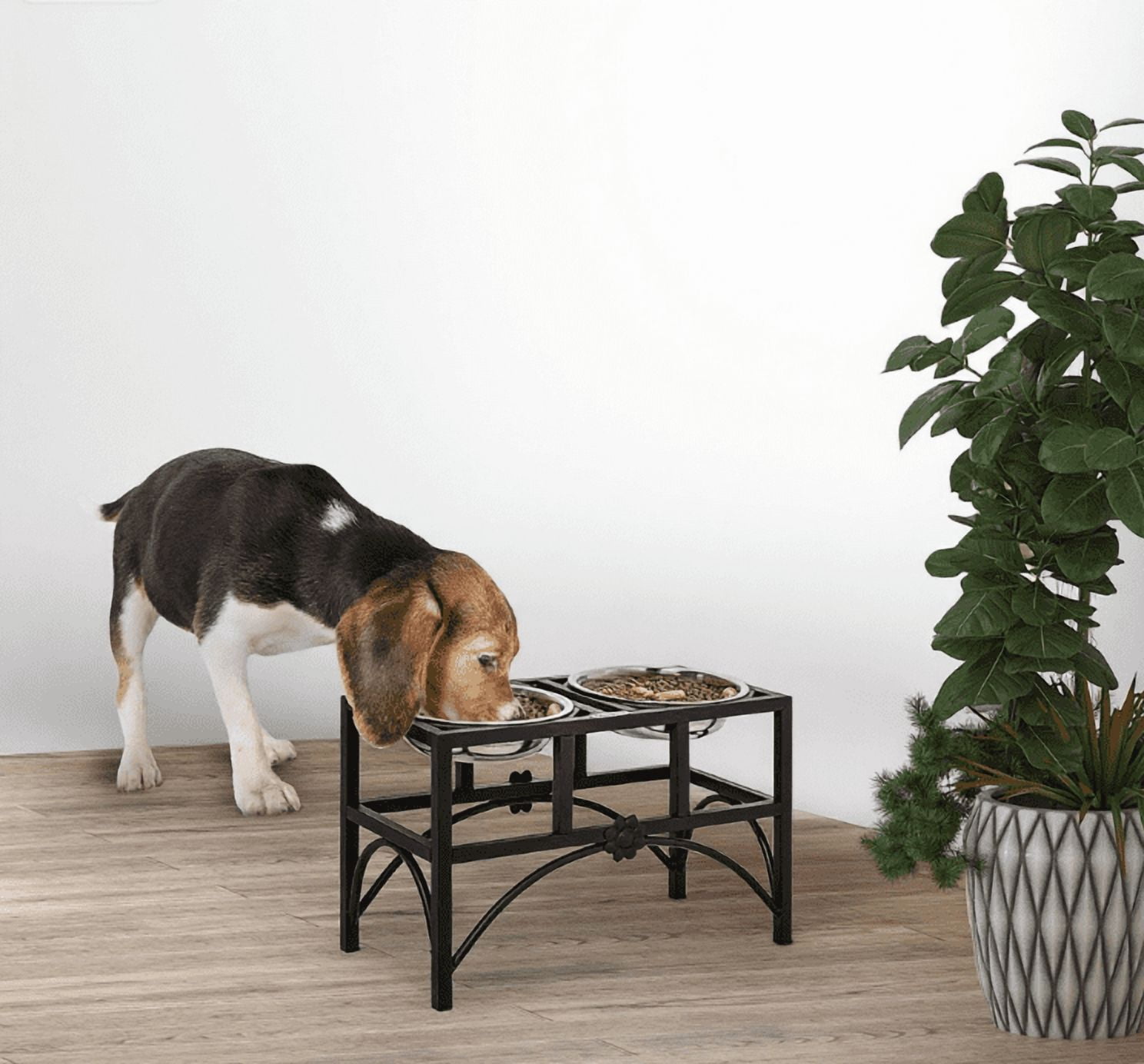 Double Stainless Steel Heavy Duty Dog Food Bowl Elevated Pet Feeding Station