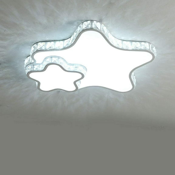 Double Star Ceiling Light, LED K9 Crystal Lighting Ceiling Lamp, Star Shaped Crystal LED Ceiling Light Crystal Shining Flush Mount Ceiling Light Lamp for Living Room Bedroom