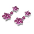 thumbnail image 1 of Double Star Flower Dangle Simulated Ruby Cubic Zirconia Earrings Sterling Silver, 1 of 2