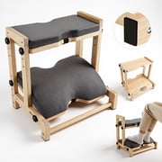 Wooden Foot Rest Under Desk, 2-Tier Adjustable Under Desk Footrest with Removable Washable Cushion, Ergonomic Office Foot Rest Under Desk for Home & Work, 4 Hei