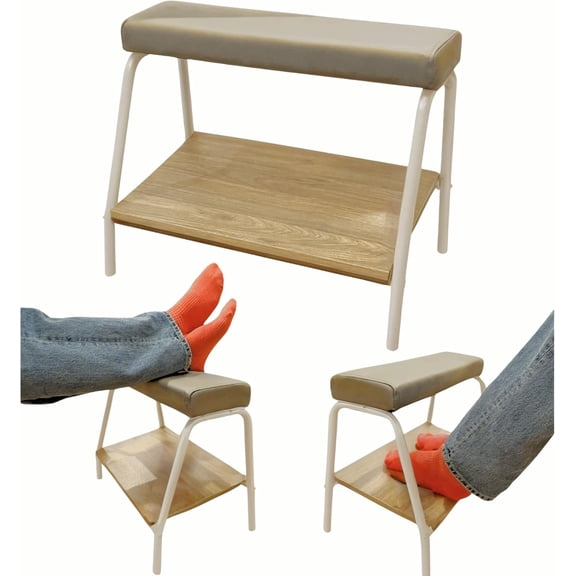 Double Step Footrest Under Desk Versatile Foot Stool Ottoman for Comfortable Desk Work Office Life (White)