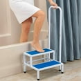 thumbnail image 1 of Double Step Stool with Handrail Heavy Duty Non Slip Bath 2 Step Bedroom Blue NEW, 1 of 8