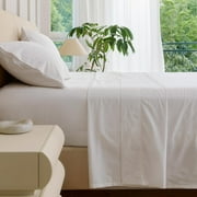Double Stitch by Bedsure Percale Fitted Sheet - Cotton Tencel Lyocell Full Fitted Sheet Only, Cooling Sheets Full, Deep Pocket up to 16", 1 Fitted Sheet, Full (54" x 75"), Moss Green