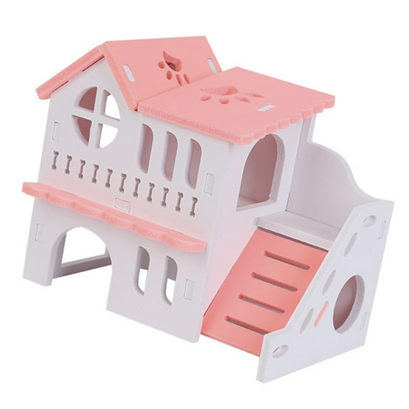 Double Storey Hamster Villa Toys Bunny Double-storey House Wooden Rabbit Hide Pet Supplies Playthings Playset