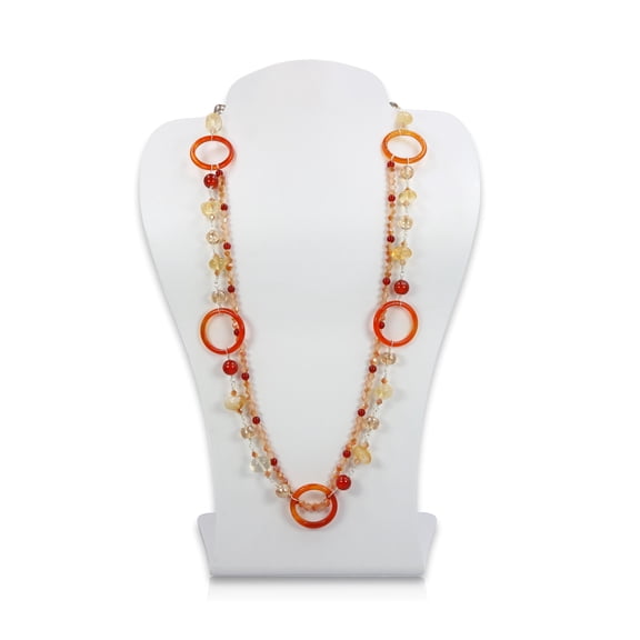 Double-Strand Carnelian and Crystals Short Necklace