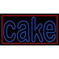thumbnail image 1 of Double Stroke Blue Cake With Border LED Neon Sign 13 x 24 - inches, Clear Edge Cut Acrylic Backing, with Dimmer - Bright and Premium built indoor LED Neon Sign for restaurant decor., 1 of 7