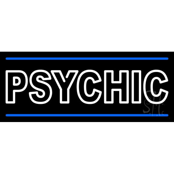 Double Stroke Psychic LED Neon Sign 10" Tall x 24" Wide - inches Black Square Cut Acrylic Backing, with Dimmer - Bright and Premium built indoor LED Neon Sign for Storefront.