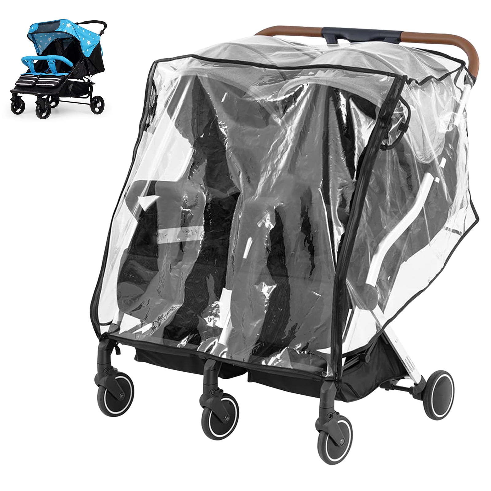 Double Stroller Rain Cover Universal Rain Cover for Side by Side Baby Stroller Durable Stroller Raincoat Transparent Twins Stroller Cover Baby Outdoor Accessories for Outdoor Travel Walmart