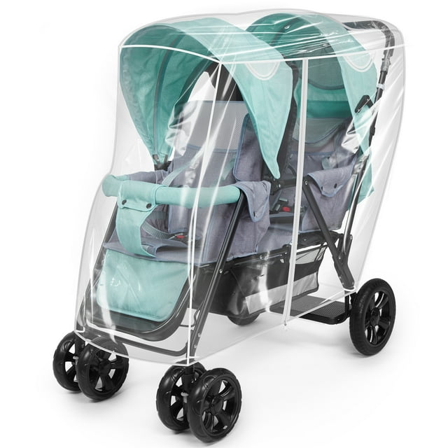 Double Stroller Rain Cover, Waterproof Weather Shield for Side by Side