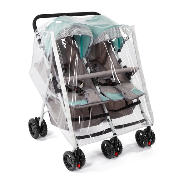PAHTTO Waterproof All-Round Protection Stroller Rain Cover for Double Strollers, Clear