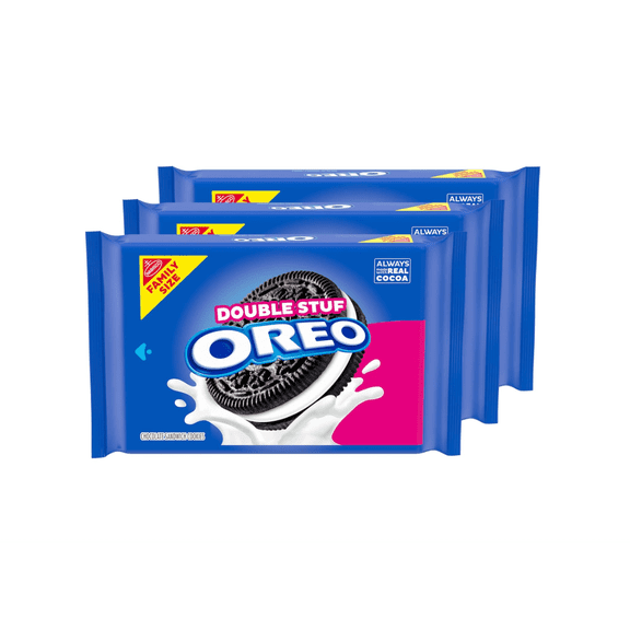 Double Stuf Chocolate Sandwich Cookies, Family Size, 3 Packs