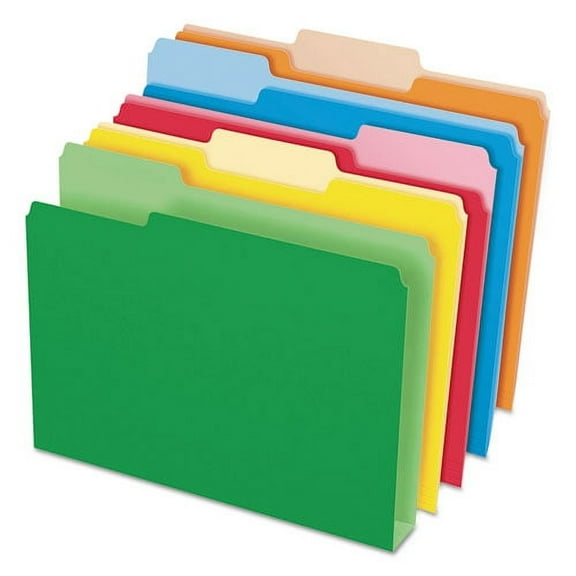 Double Stuff File Folders, 1/3-Cut Tabs: Assorted, Letter Size, Assorted Colors, 50/Pack | Bundle of 2 Packs