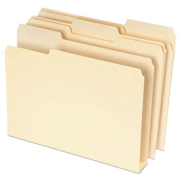 Double Stuff File Folders, 1/3-Cut Tabs: Assorted, Letter Size, Manila, 50/Pack | Bundle of 2 Packs