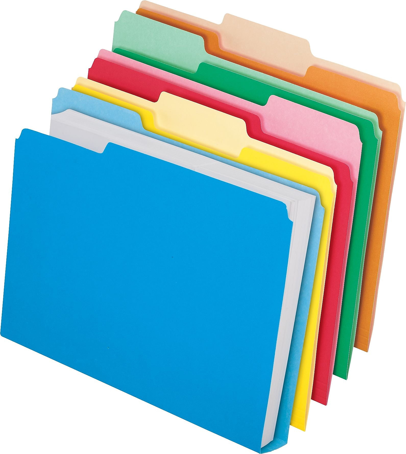 Double Stuff File Folders, 1/3-Cut Tabs, Letter Size, Assorted, 24/pack | Bundle of 5 Packs