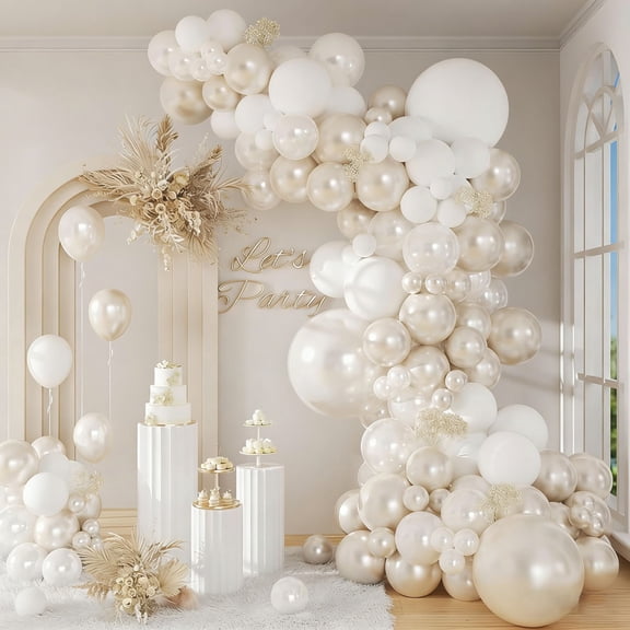 Double Stuffed Pearl White Balloons for Engagement Bridal Shower Wedding Party Decorations