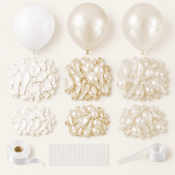 Double Stuffed Pearl White Balloons