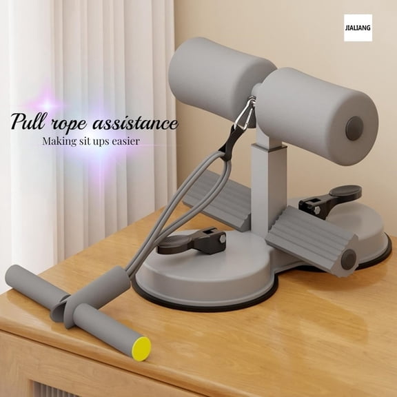 Double Suction Cup Sit-Up Assist Bar, 3-Gear Adjustable Height Home Workout Equipment, Abdominal Core Trainer Compatible with Resistance Bands