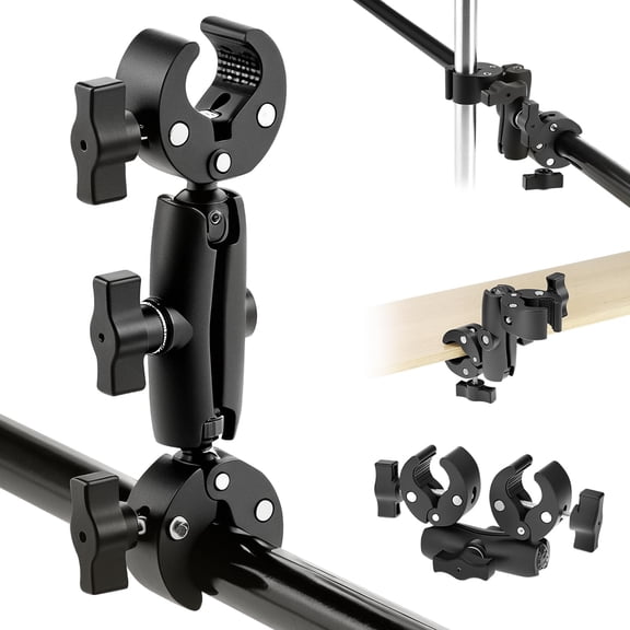 Double Super Clamp Mount Camera Clamp with 360 Rotation for Photo Studio Stand