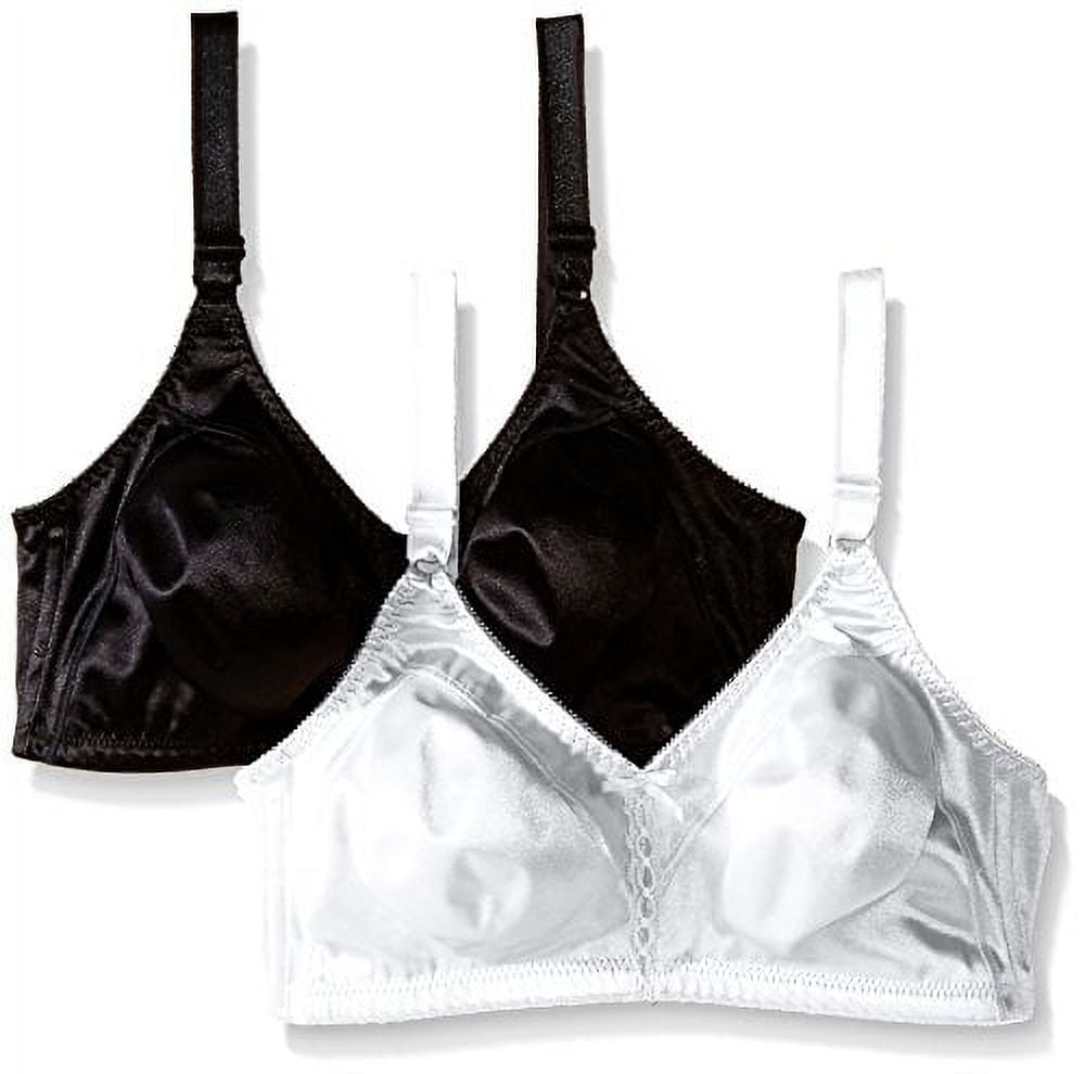 Bali Women's 2-Pack Double Support Wire-Free Bra, White/Black, 2 Pack 34C 