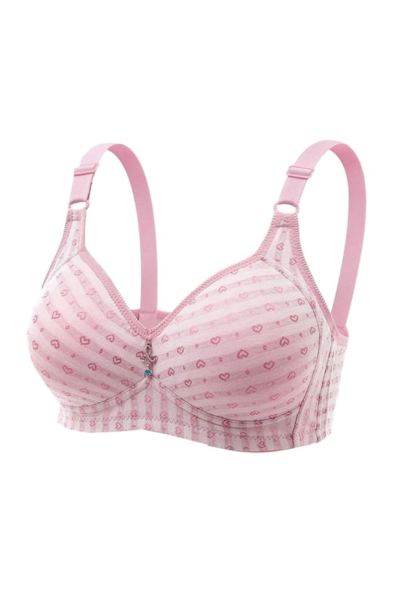 Double Support Wireless Bra, Full-Coverage Wirefree T-Shirt Bras, Comfort Seamless Push Up Bra, Floral Everyday Bra