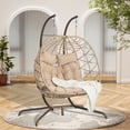 thumbnail image 1 of Double Swing Egg Chair, 2 Person Hanging Egg Chair with Stand and Cushion, 600lbs Basket Hanging Chair for Indoor/ Outdoor/ Patio/ Garden, 1 of 7