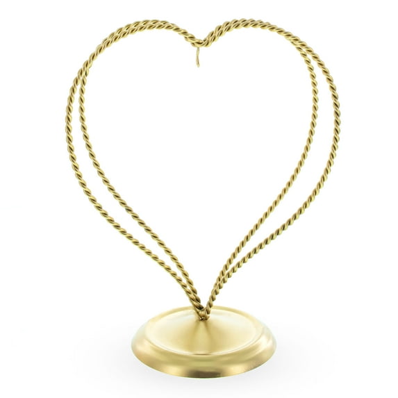 Double Wire Heart Twisted Gold Metal Ornament Display Stand 7.8 Inches (Poland)