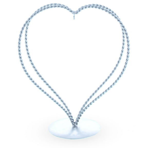 Double Wire Heart Twisted Silver Metal Ornament Display Stand 7.8 Inches (Poland)