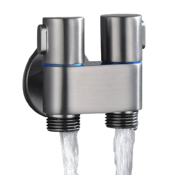 Double Switch Outlet Angle Valve Toilet Bidet Shower Faucet Bathroom Accessories Outlet Angle Valve G1/2 Copper with Double Outlet and Shut Off Valves
