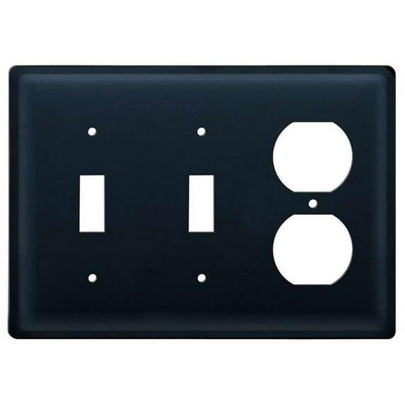 Double Switch and Duplex Outlet Cover with Metal Frame, Black