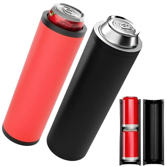 Double Tactical Reload Can Holder-Ultra Chill System, Assault Tactical Insulation Sleeve Slim Can Cooler Fits Two 12oz Beverage Cans, Easy to Hold, Suitable for Beer and Soda(1PC Black)