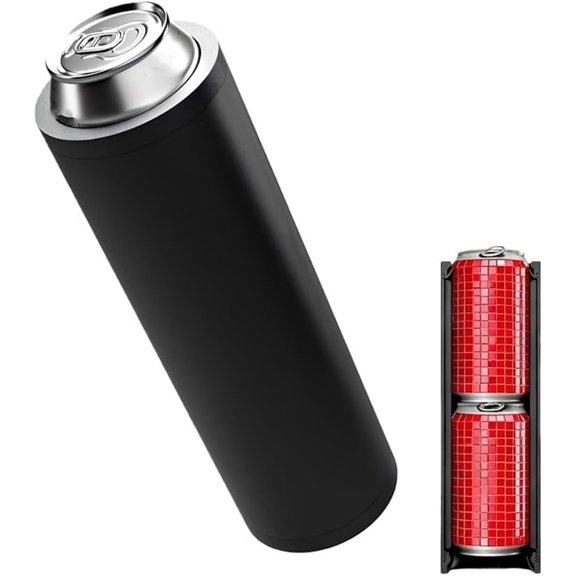 Double Tactical Reload Can Holder-Ultra Chill System, Insulated Dual Beer Cooler for 12oz Cans, Gravity-Fed Stacking Sleeve, Funny Outdoor Camping & Tailgating Gift for Men (Black),Black
