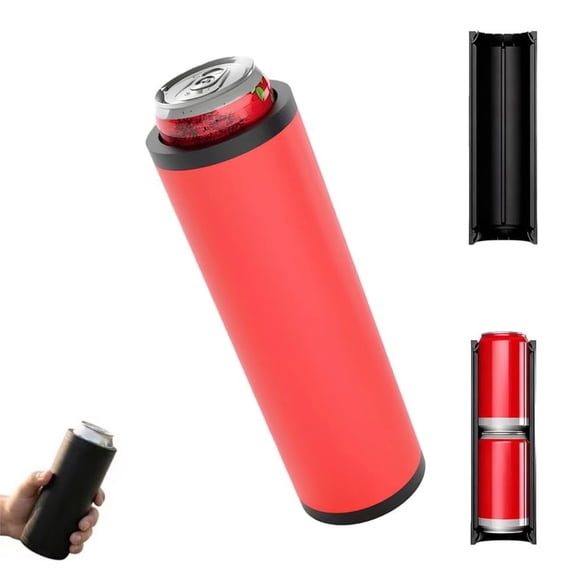 Double Tactical Reload Can Holder-Ultra Chill System, Tactical Reload Can, Fills Two 12-Ounce Beverage Cans, Fast Fill Secure Fit, Great for Camping Travel Party Gift(Red)