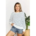 thumbnail image 1 of Double Take Striped Long Sleeve Round Neck Top, 1 of 4