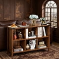 thumbnail image 1 of Double Tall 6-Tier Bookcase, Extra Large Wooden Freestanding Display Bookshelf for Home Office Living Room, Brown, 1 of 7