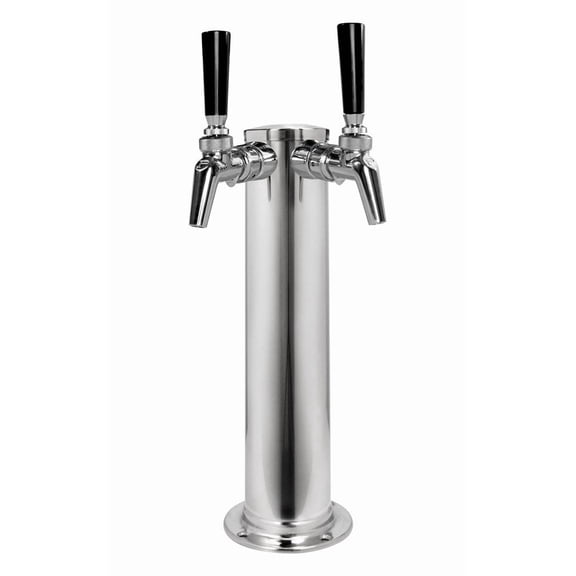 Double Tap Draft Beer Tower, Stainless Steel, 3" Diameter, Perlick Perl 630SS Faucets, Commercial Grade