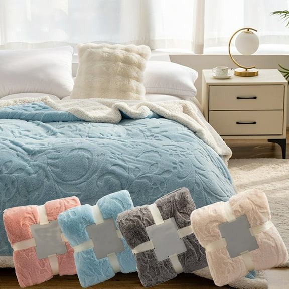 Double Thick Blanket under $5! Cagogo Double Thick Jacquard Blanket, Lamb Wool Nap Cover Blanket, Soft Fleece Throw Blanket, Gift Blanket for Home