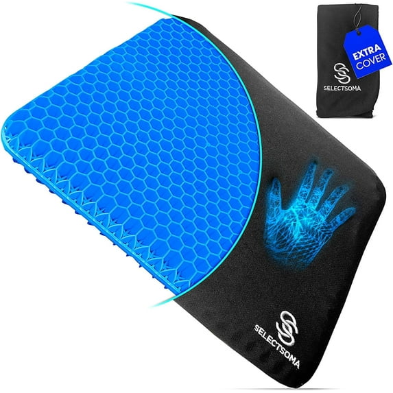 Double-Thick Gel Seat Cushion for Long Sitting Pressure Relief Back, Sciatica, Coccyx, Tailbone Pain - Office Chair, Wheelchair, Car & Truck, Patio Chairs Egg Pad