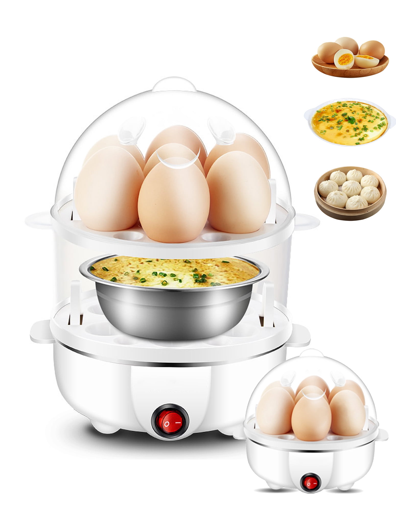 Fixdono Rapid Egg Cooker, 14 Egg Capacity Electric Egg Cooker for Hard Boiled Eggs, White
