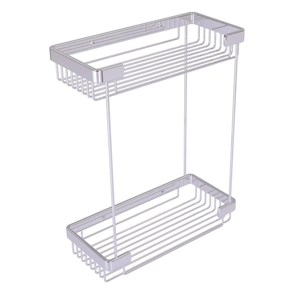Double Tier Rectangular Toiletry Shower Basket in Polished Chrome