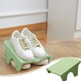 thumbnail image 1 of Double Tier Shoe Rack Organizer | 2-Pair Space Saving Shoe Shelf | Non-Slip Design for Sneakers & Heels | Green Polypropylene Storage Tray for Dorm Cabinet, 1 of 6