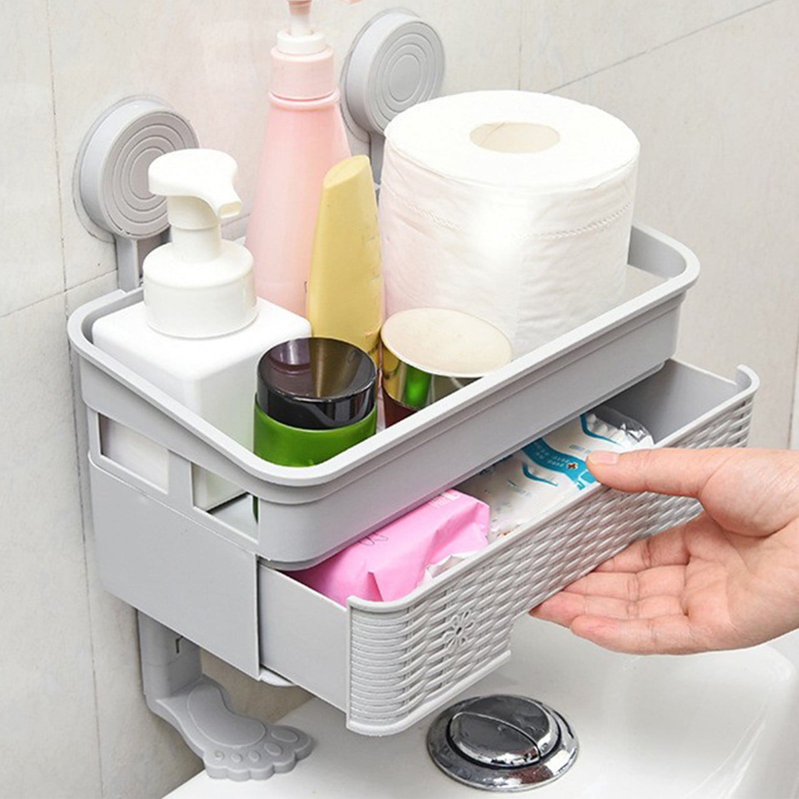 Double Tier Shower Organizer Caddy with Adhesive Mount, No Drill ...