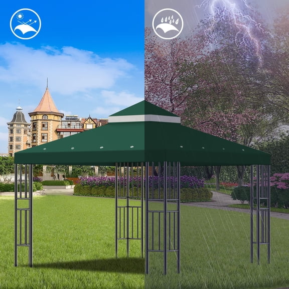 Double Tiered Gazebo Canopy Replacement Top, Waterproof Outdoor Patio Garden Roof Cover