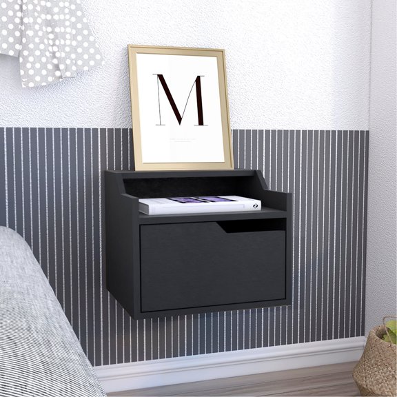 Double - Tiered Shelf Surface / Easy - Assembled Floating End Table